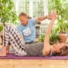 yoga teacher working hands on with a student for one to one scaravelli inspired yoga with erling.yoga
