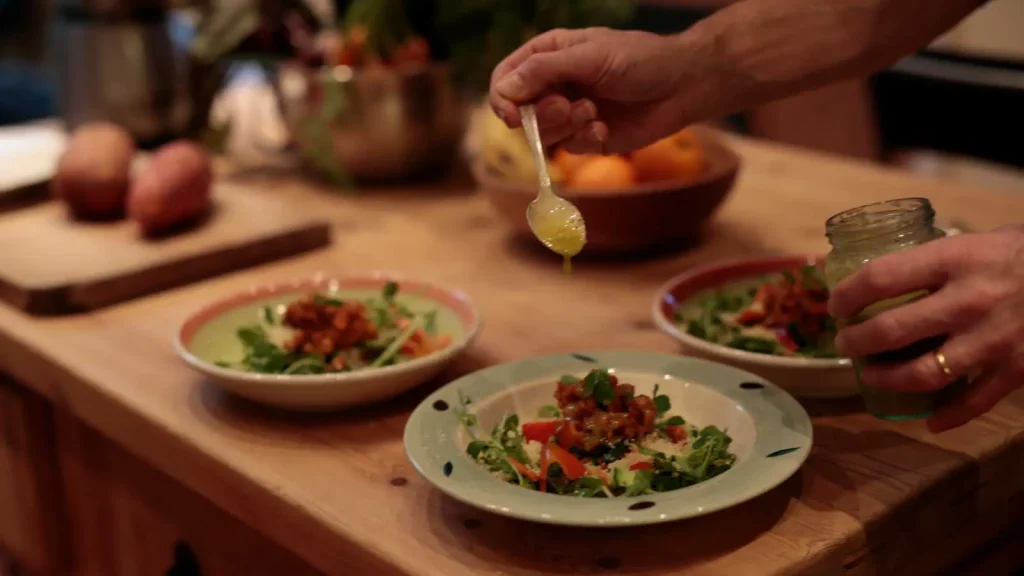 plate of food in a yoga retreat