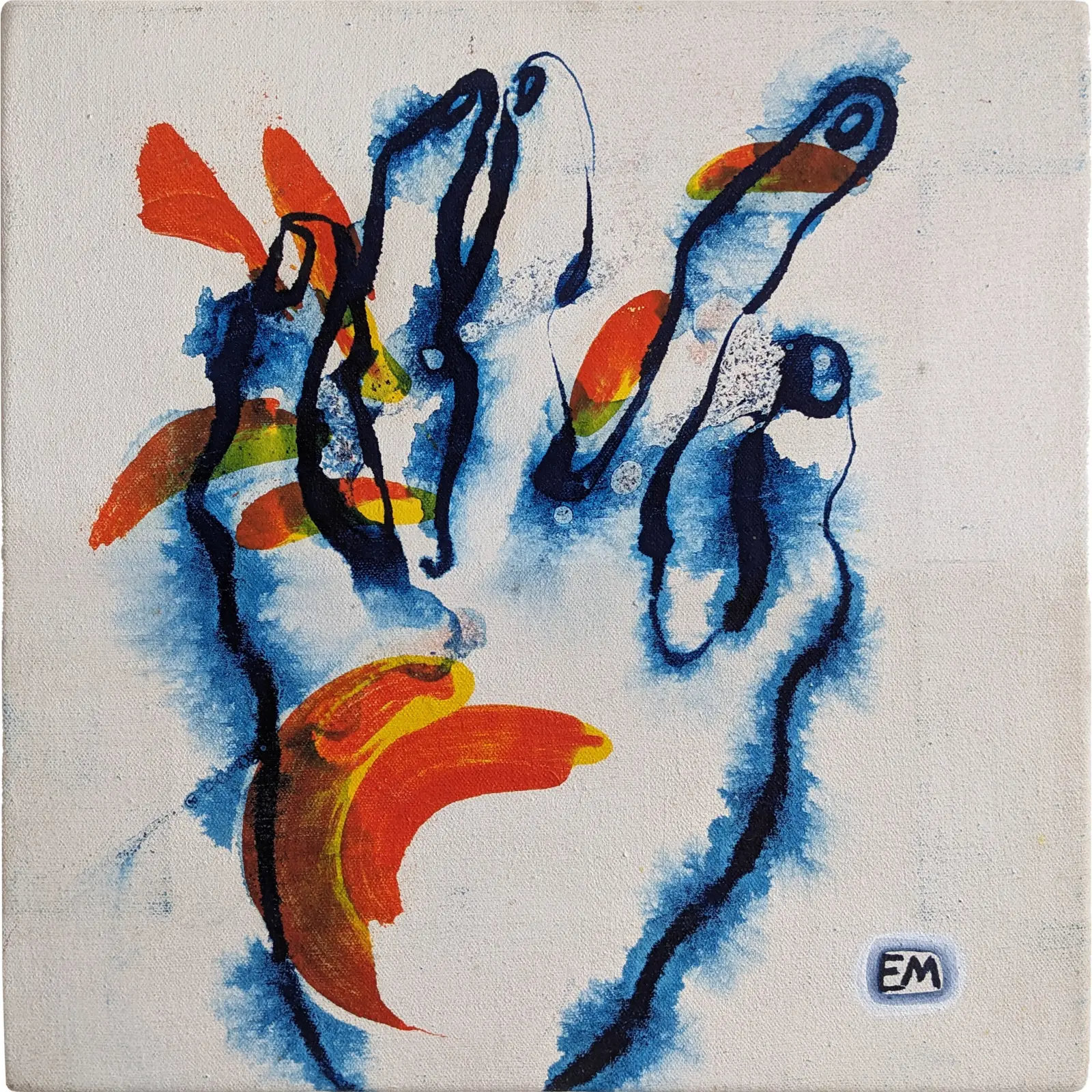 abstract painting of a hand for a somatic yoga post